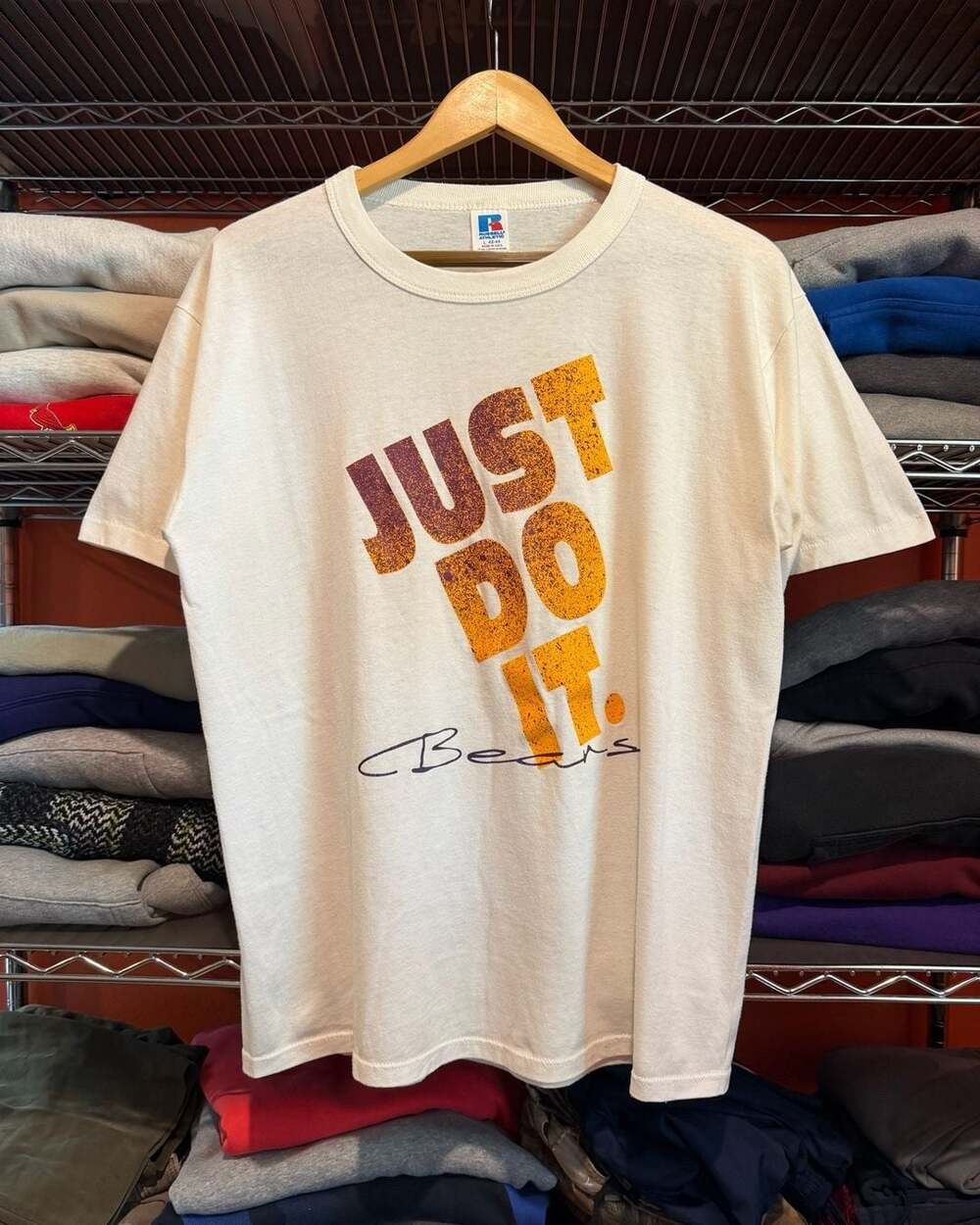 Vtg 80s - 90s Russell Athletic Nike Just Do It  White T-Shirt Made in USA Large